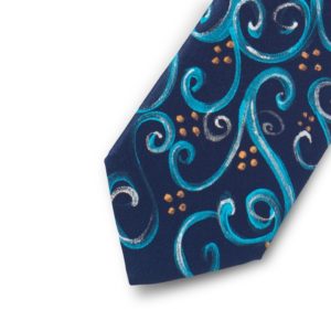 blue and turquoise handpainted tie